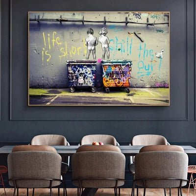 Graffiti Art Canvas Paintings " Life Is Short Chill the Duck Out" Street Art Posters and Prints Wall Pictures Home Decor