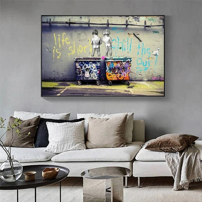 Graffiti Art Canvas Paintings " Life Is Short Chill the Duck Out" Street Art Posters and Prints Wall Pictures Home Decor