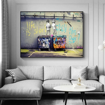 Graffiti Art Canvas Paintings " Life Is Short Chill the Duck Out" Street Art Posters and Prints Wall Pictures Home Decor