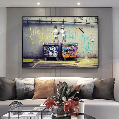 Graffiti Art Canvas Paintings " Life Is Short Chill the Duck Out" Street Art Posters and Prints Wall Pictures Home Decor