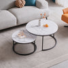 White Marble Round Tea Desk End Table In Living Room Furniture Coffee Table Living Room Wooden Combination Home Metal Bracket