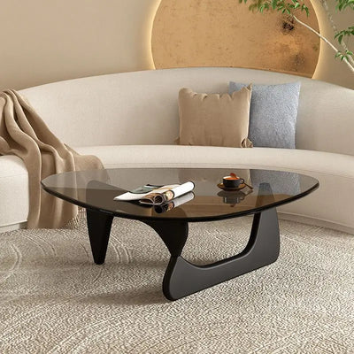 Triangle Glass Coffee Table Transparent Glass Coffee Table Solid Wood Living Room Minimalist Tea Table Modern Nordic Furniture