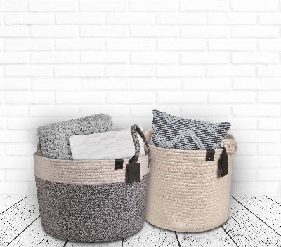 VanMooi Cotton Rope Basket, Handmade Decorative Storage - crib360