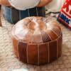 45cm Moroccan Artificial PU Leather Pouf Cover Craft Simple Sofa Ottoman Footstool Unstuffed Living Room Bedroom Cushion Covers