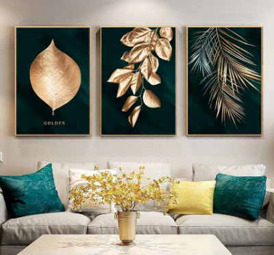 Golden Leaves Abstract Wall Art - crib360