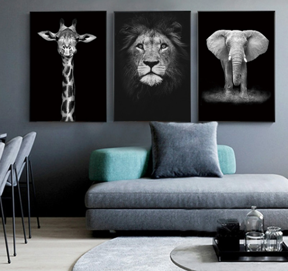 Wise Animals Black and White Wall Art - crib360