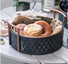 European Iron Bread Basket with Handles, Vintage Metal - crib360
