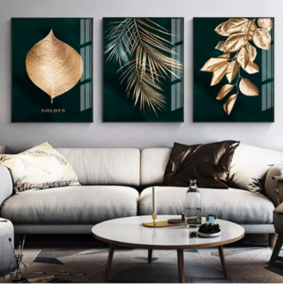 Golden Leaves Abstract Wall Art - crib360