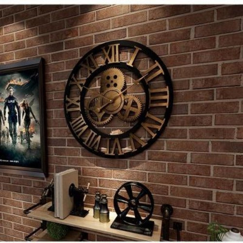 Vintage Industrial Gear Wall Clock - crib360