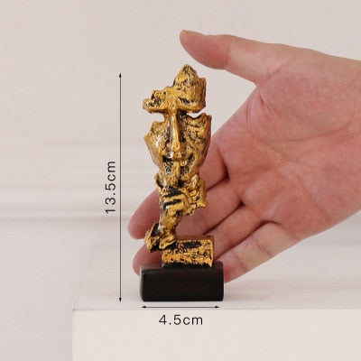 Nordic Silence Is Gold Statue Resin Abstract Sculpture Figurine Home Decoration Modern Art Office Desk Decoration Wedding Gifts - crib360