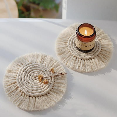 Macrame Cotton Braid Coasters, Handmade - crib360