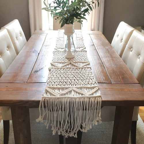 Christmas Table Runner Modern Chic Bohemian Handmade Woven Macrame Table Runners For Wedding Party Banquet Boho Home Decoration - crib360