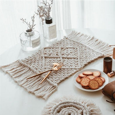 Macrame Cotton Rope Placemats, Handmade - crib360