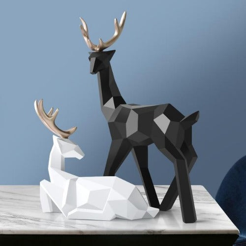 Statue Deers Sculpture Resin Reindeer Decoration Nordic Home Decor Statues Deer Figurines Modern Decoration Tabletop Ornament