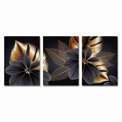 Black Golden Plant Leaf Canvas Poster Print Modern Home Decor Abstract Wall Art Painting Nordic Living Room Decoration Picture - crib360