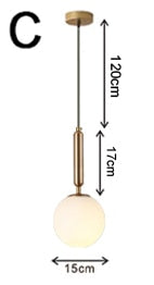 Nordic Glass Ball Pendant Lights Vintage Hoop Gold Modern LED Hanging Lamp for Living Room Home Loft Industrial Decor Luminaire - crib360