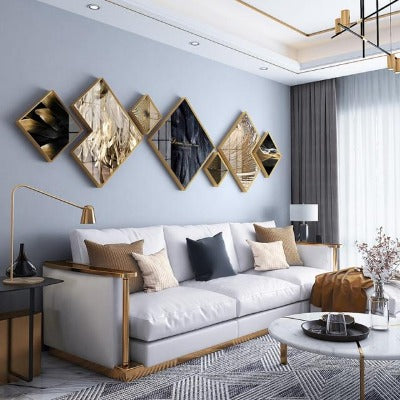 Modern Light Luxury Photo Frame Combination Hanging Wall Painting Frames For Living Room Sofa Background Decor Picture Frames - crib360
