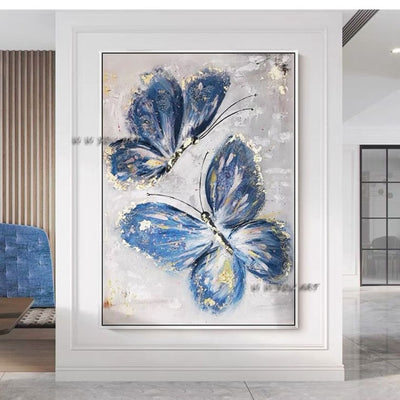 Pure Hand-painted Gold Foil Butterfly Oil Painting Modern Home Living Room Decoration Canvas Wall Picture Gold Art New Design - crib360