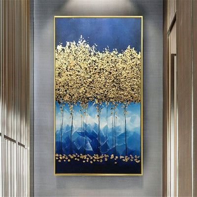 Large Canvas Art Floral Paintings Home Wall Decor Picture Handpainted Abstract Golden Tree Oil Painting For Living Room - crib360