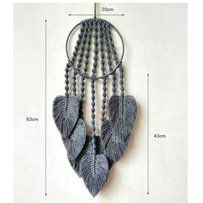 Macrame Wall Hanging Leaf Tapestry Nordic Bohemian Tassel Cotton Rope Tapestries Home Living Room Bedroom Headboard Decoration